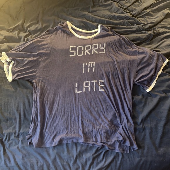 Aerie Oversized Sleep Happens Night Tee - Sorry I'm Late - Picture 1 of 3